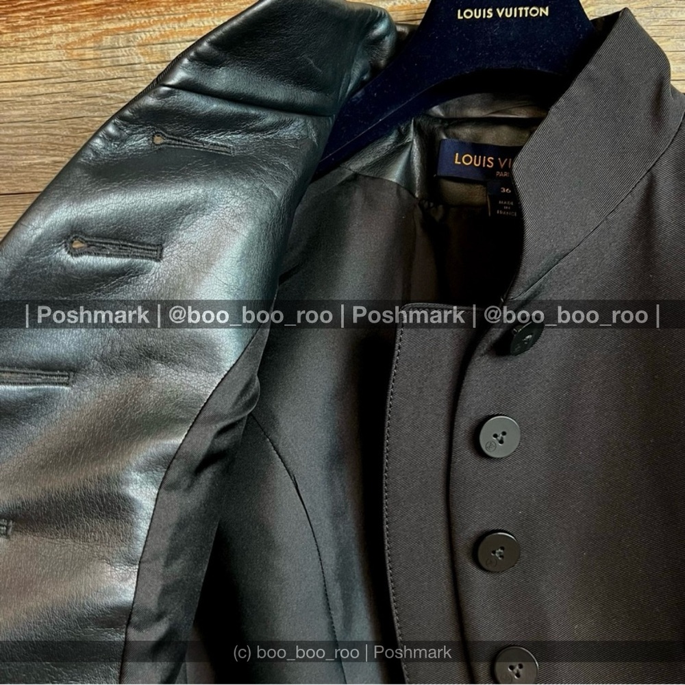 LOUIS VUITTON Ready-to-Wear Black Military Vegan Leather Jacket, 💯AUTHENTIC - Picture 4 of 15